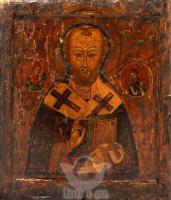 Старинная живописная икона «Святой Николай Чудотворец», Поволжье, начало 19 века
