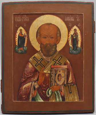 Антикварная икона «Николай Чудотворец» (Николай Угодник), дерево, живопись, Россия, 19 в.