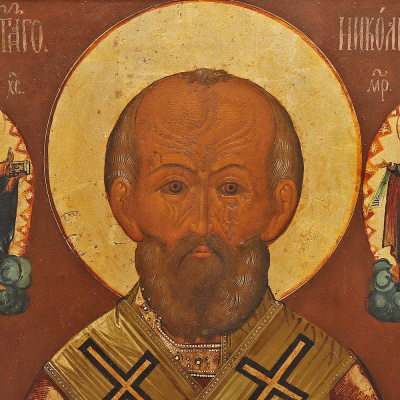 Антикварная икона «Николай Чудотворец» (Николай Угодник), дерево, живопись, Россия, 19 в.