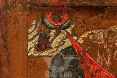 Древнерусская живописная икона Божией Матери «Неопалимая Купина», Поволжье, первая половина 19 века