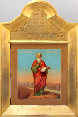 Старинная икона «Иоанн Богослов», Россия, Москва, П. С. Усов, 2 пол. 19 в.