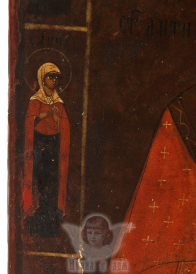 Старинная деревянная икона Священномученик Антипий, Поволжье, к. 19 в.
