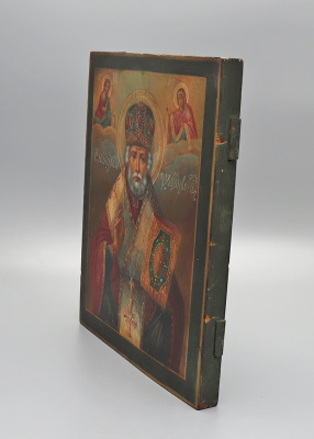 Древнерусская живописная икона Николая Чудотворца (Николая Угодника), дерево, масло, Россия, 19 в.