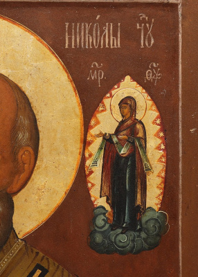 Антикварная икона «Николай Чудотворец» (Николай Угодник), дерево, живопись, Россия, 19 в.