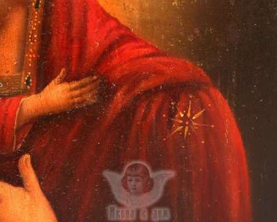 Старинная древнерусская икона Божией Матери «Владимирская», Центральная Россия, втор. пол. 19 в.