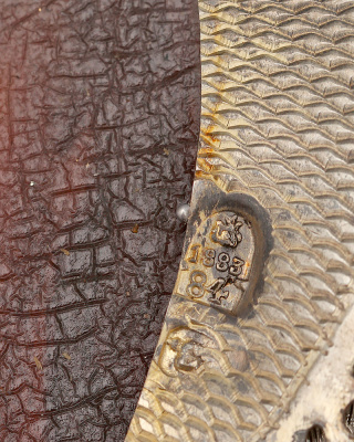 Старинная икона в окладе «Господь Вседержитель», дерево, белый металл., Москва, 1883 г.