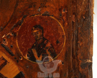 Старинная живописная икона «Святой Николай Чудотворец», Поволжье, начало 19 века