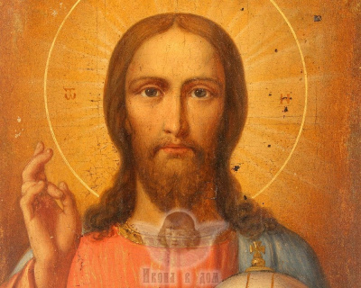 Старинная деревянная икона «Господь Вседержитель», Россия