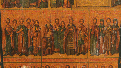 Антикварная минейная икона на март (минея), дерево, Россия, кон. 19, нач. 20 вв.