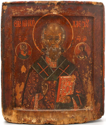 Старинная деревянная икона Николая Чудотворца, Россия, Костромские земли, кон. 17, нач. 18 вв.