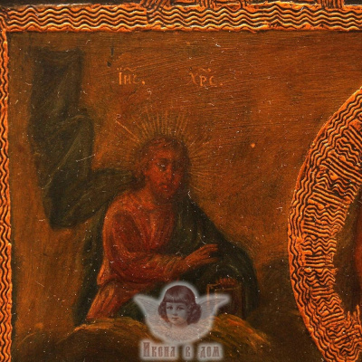 Старинная древнерусская икона «Святой Николай Чудотворец», надпись на иконе «Николай Мирликийский Чудотворец», Южная Россия, н. 19 в.