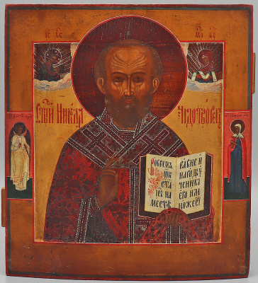 Старинная икона Николая Угодника (Чудотворца), дерево, Россия, 19 в.