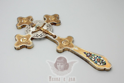 Старинный серебряный крест-распятие напрестольный, Россия, н. 20 в.