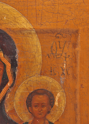 Старинная деревянная икона «Богоматерь Одигитрия (Смоленская)», Центральная Россия, посл. четв. 19 в.