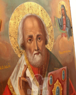 Древнерусская деревянная икона «Святой Николай Чудотворец», Юго-западные земли России, сер. 19 в.