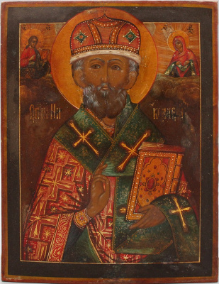Старинная икона Николая Чудотворца, Россия, Поволжье, 1-я пол. 19 в.