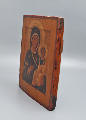 Старинная деревянная икона «Богоматерь Одигитрия (Смоленская)», Центральная Россия, посл. четв. 19 в.