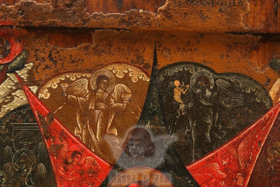 Древнерусская живописная икона Божией Матери «Неопалимая Купина», Поволжье, первая половина 19 века