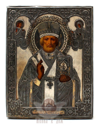 Старинная древнерусская икона «Святой Николай Чудотворец», Москва, 1877 г.