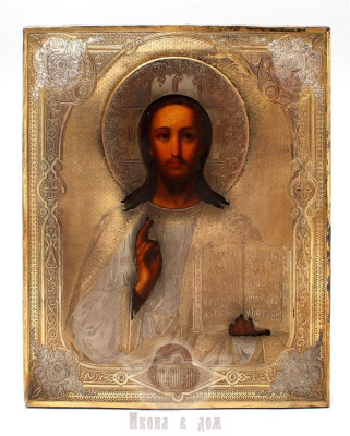 Старинная древнерусская икона «Спас Вседержитель» (Пантократор), Центральная Россия, к. 19 в.