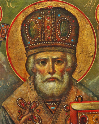 Старинная деревянная икона Святителя Николая Чудотворца, живопись, Россия, нач. 18 в.