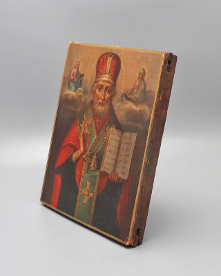 Антикварная икона «Святитель Николай Чудотворец», дерево, Россия, 19 в.