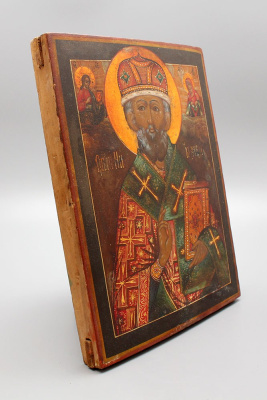 Старинная икона Николая Чудотворца, Россия, Поволжье, 1-я пол. 19 в.