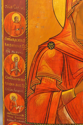 Древнерусская икона в латунном окладе «Богоматерь деисусная», Сызрань, Россия, 2-я пол. 19 в.