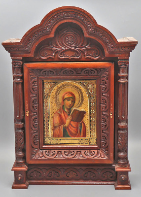 Антикварная деревянная икона Богородицы Калужской, живопись, Россия, кон. 19 в.