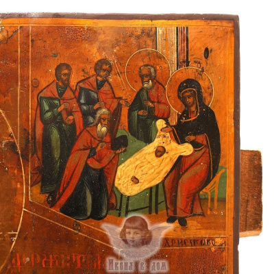 Старинная древнерусская икона «Спас Вседержитель» с избранными святыми и праздниками, Россия, Владимирские села, к. 19 в.