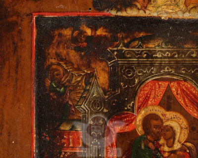 Старинная деревянная именная икона «Иоаким и Анна», Россия, с. Гуслицы, сер. 19 в.