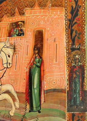 Старинная икона «Святой Георгий Победоносец», Холуй, Россия, кон. XIX в.