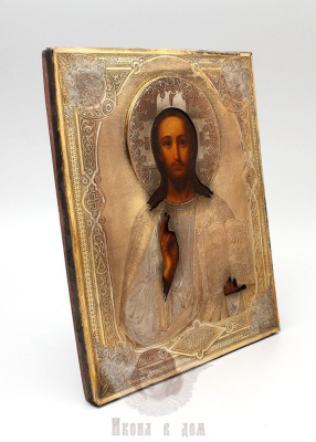 Старинная древнерусская икона «Спас Вседержитель» (Пантократор), Центральная Россия, к. 19 в.