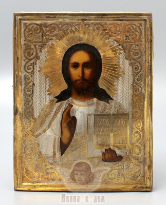 Древнерусская старинная икона «Спас Вседержитель», Центральная Россия, к. 19 в.