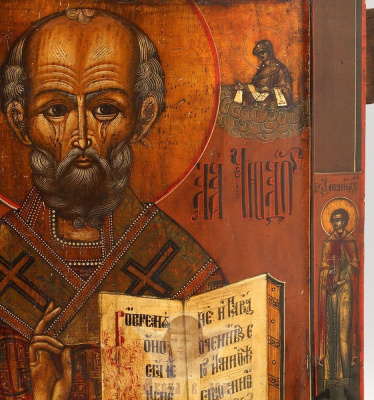 Старинная древнерусская икона «Святой Николай Чудотворец Мирликийский», Россия, Гуслицы, вт. пол. 19 в.