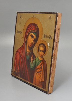 Антикварная икона Богородицы «Казанская», дерево, Россия, кон. 19, нач. 20 вв.