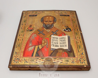 Старинная деревянная икона «Святой Николай чудотворец», Россия, Холуй, нач. 20 в.