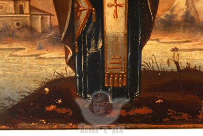 Антикварная старорусская икона «Никола Чудотворец Зарайский» (Святой Николай Чудотворец), Россия, Москва, н. 19 в.
