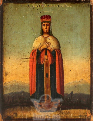 Старинная древнерусская икона «Святая Царица Александра» (Римская), Средняя Русь, к. 19 в.