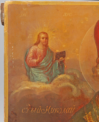 Антикварная икона «Святитель Николай Чудотворец», дерево, Россия, 19 в.