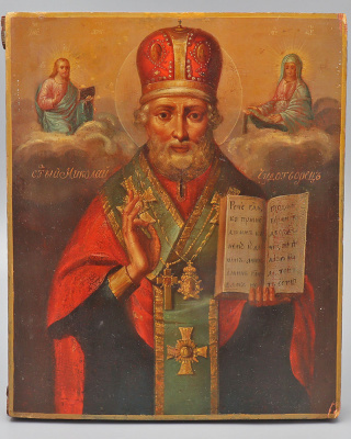 Антикварная икона «Святитель Николай Чудотворец», дерево, Россия, 19 в.