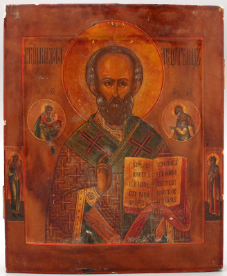 Старинная деревянная икона «Николай Чудотворец», Гуслицы (Егорьевск), 2-я пол. 19 в.