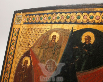 Деревянная икона Божией Матери «Неопалимая Купина» оберегает от пожара, Россия, Холуй, нач. 20 в.
